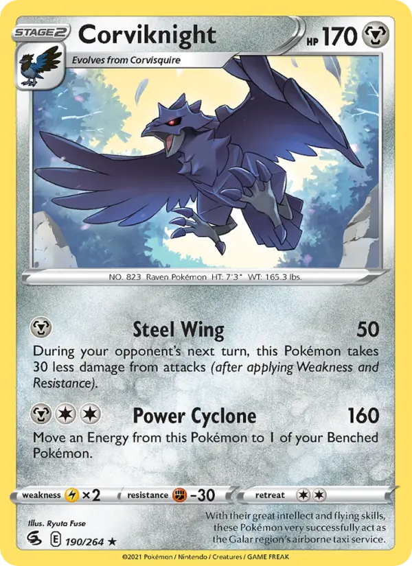 Corviknight 190 card from Fusion Strike