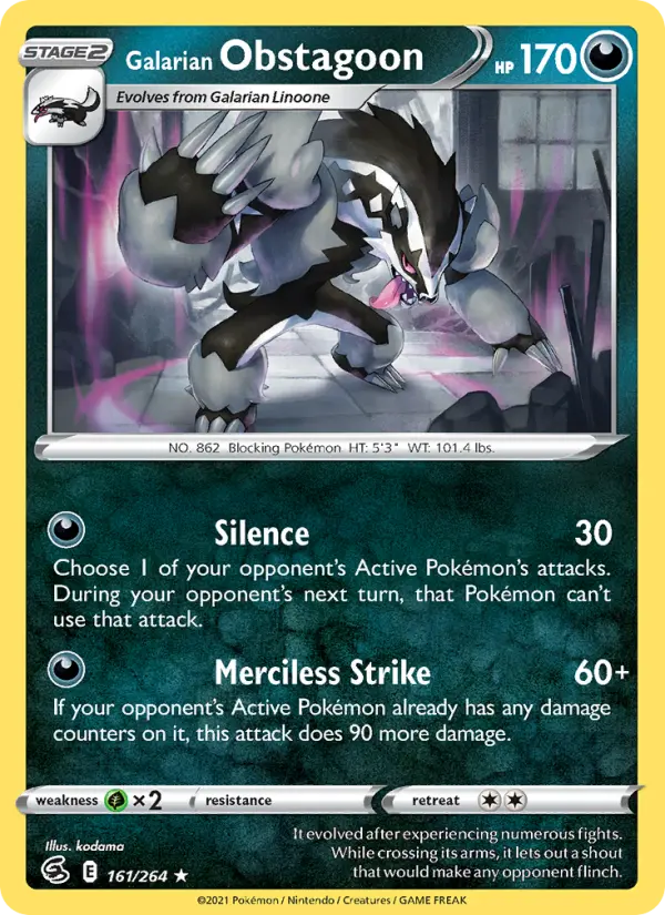 Galarian Obstagoon 161 — Fusion Strike 161, Holofoil finish
