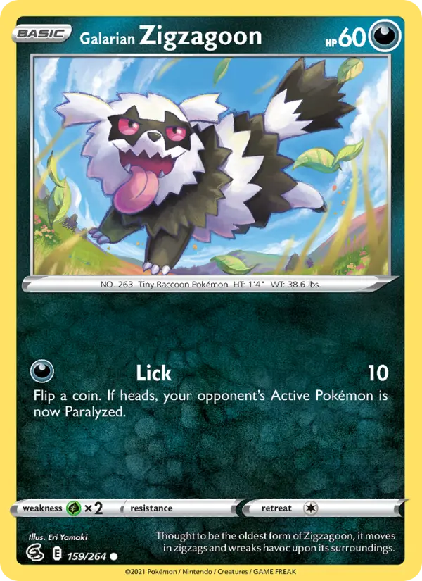 Galarian Zigzagoon 159 card from Fusion Strike