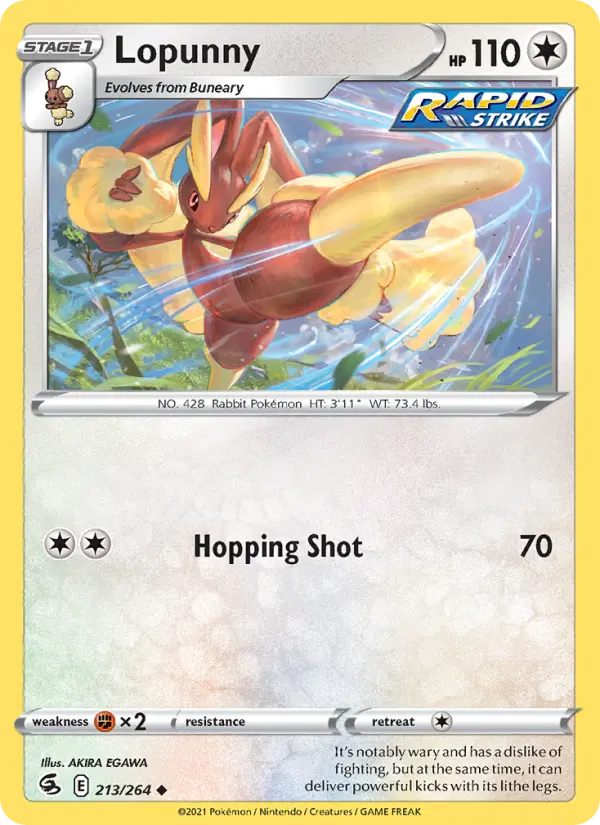 Lopunny 213 card from Fusion Strike