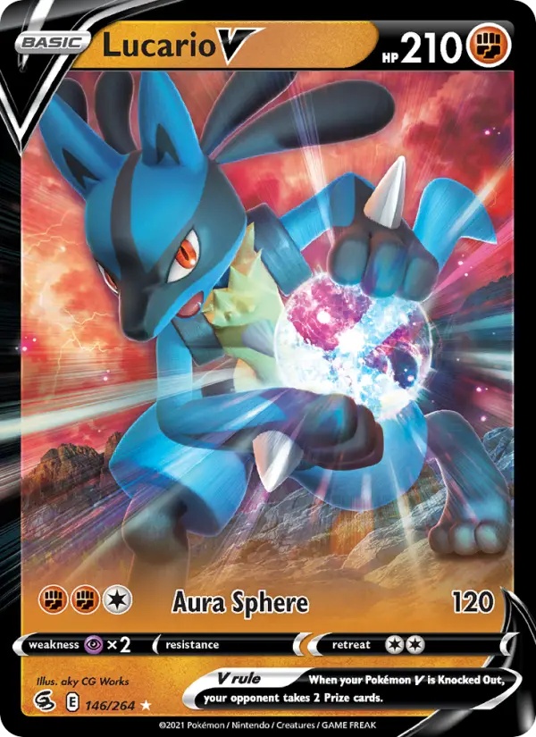 Lucario V 146 — Fusion Strike 146, Holofoil finish