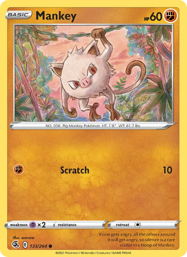 Mankey 133 card from Fusion Strike