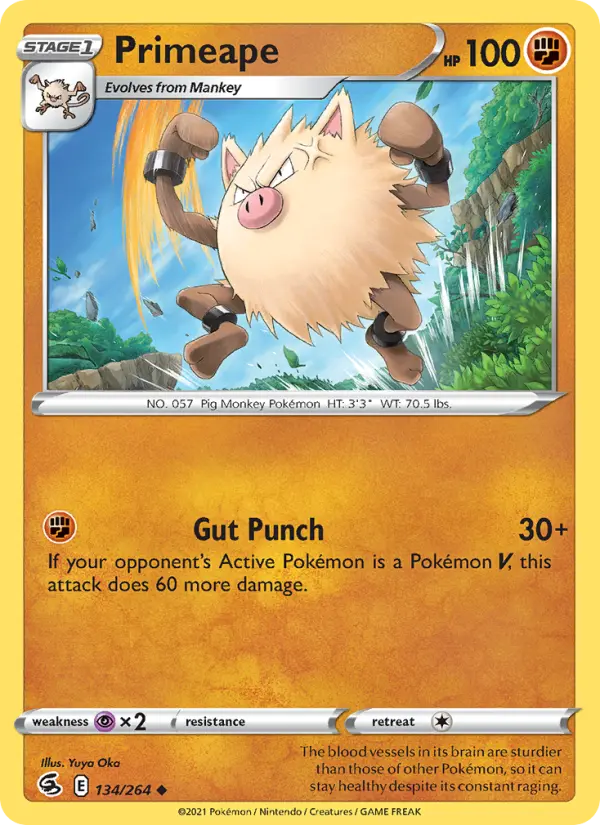 Primeape 134 card from Fusion Strike