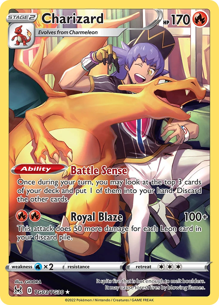 Charizard TG03 — Lost Origin Trainer Gallery TG03, Holofoil finish