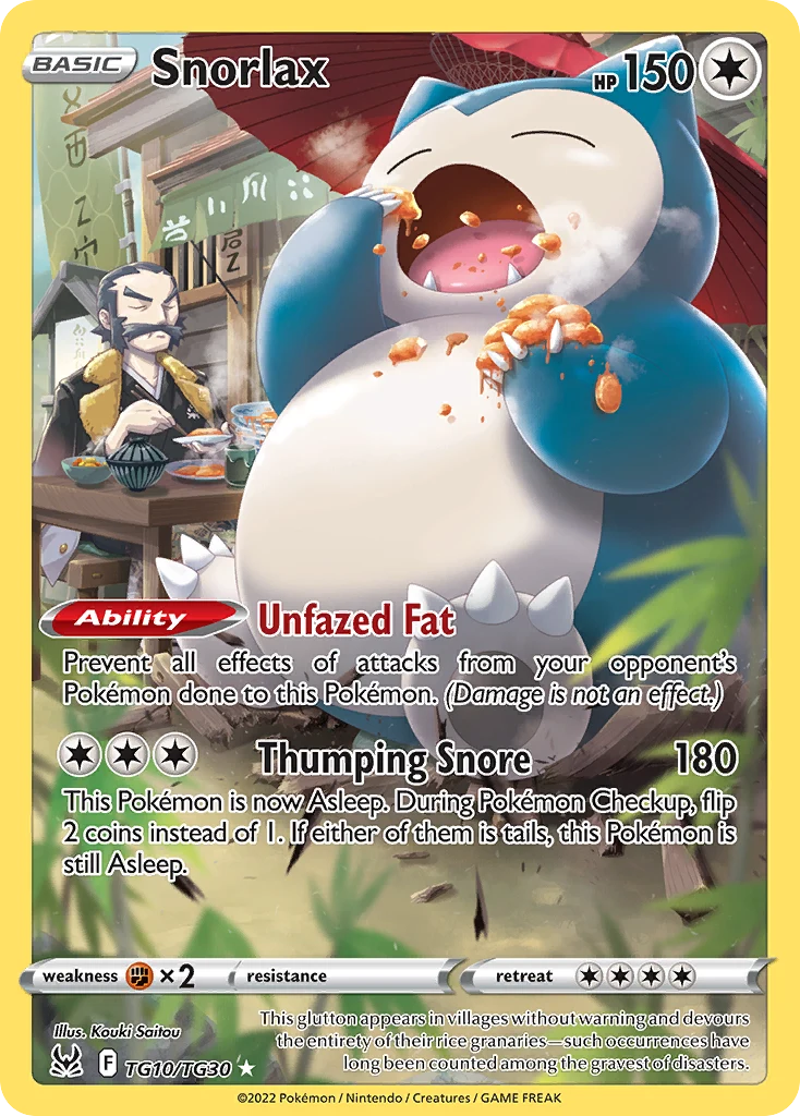 Snorlax TG10 card from Lost Origin Trainer Gallery