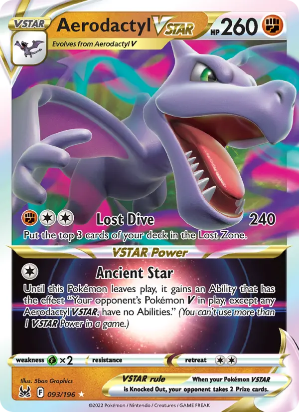 Aerodactyl VSTAR 93 card from Lost Origin