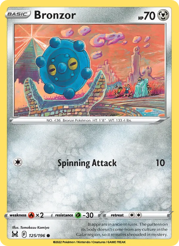Bronzor 125 card from Lost Origin