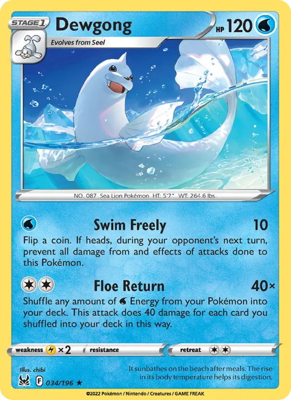 Dewgong 34 card from Lost Origin