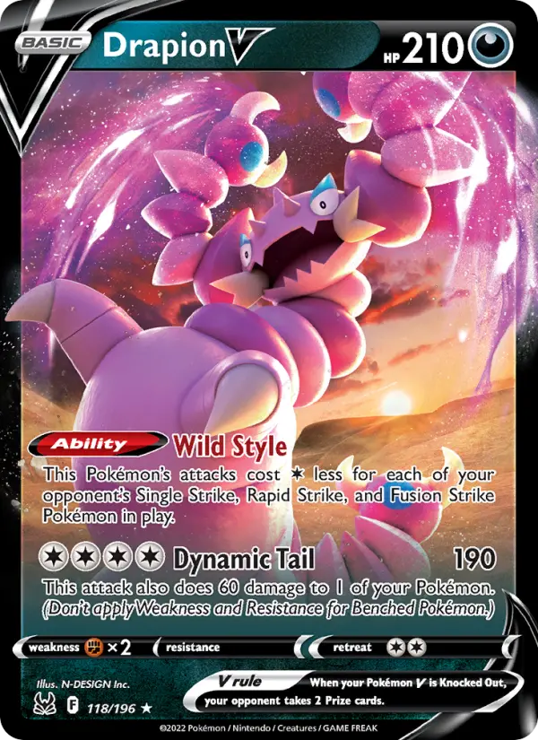 Drapion V 118 card from Lost Origin