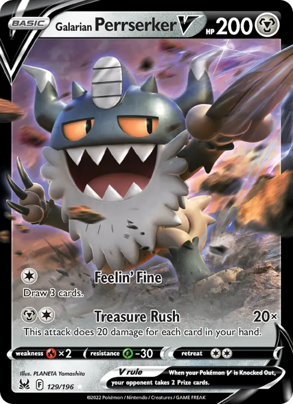 Galarian Perrserker V 129 — Lost Origin 129, Holofoil finish