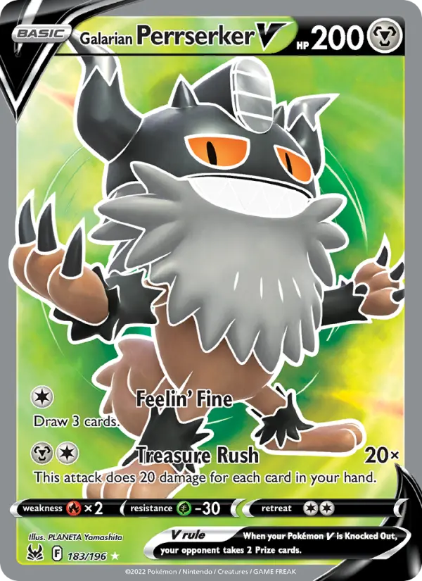 Galarian Perrserker V 183 card from Lost Origin