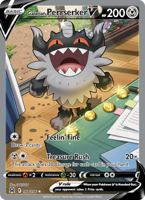 Galarian Perrserker V 184 card from Lost Origin