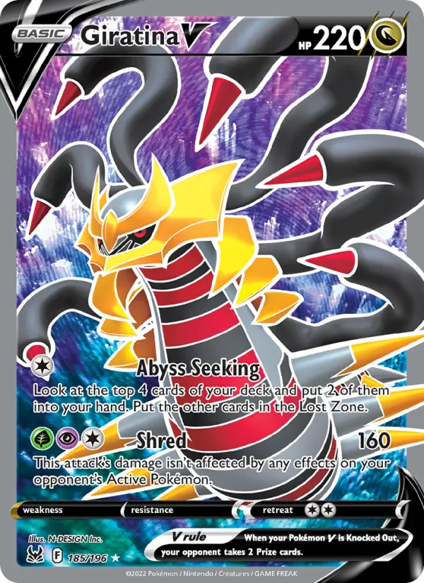 Giratina V 185 card from Lost Origin
