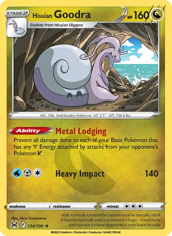Hisuian Goodra 134 card from Lost Origin