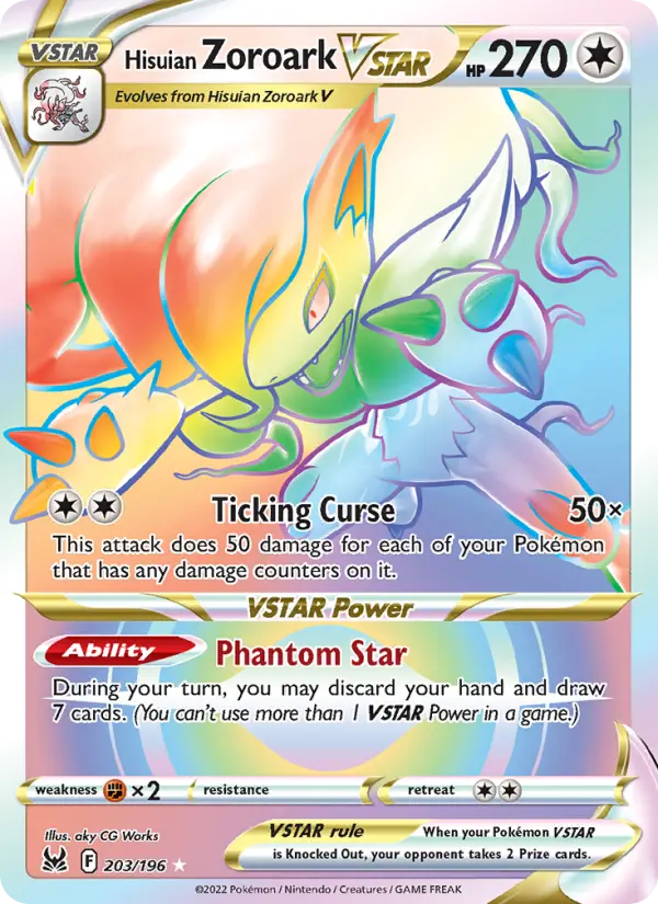 Hisuian Zoroark VSTAR 203 card from Lost Origin