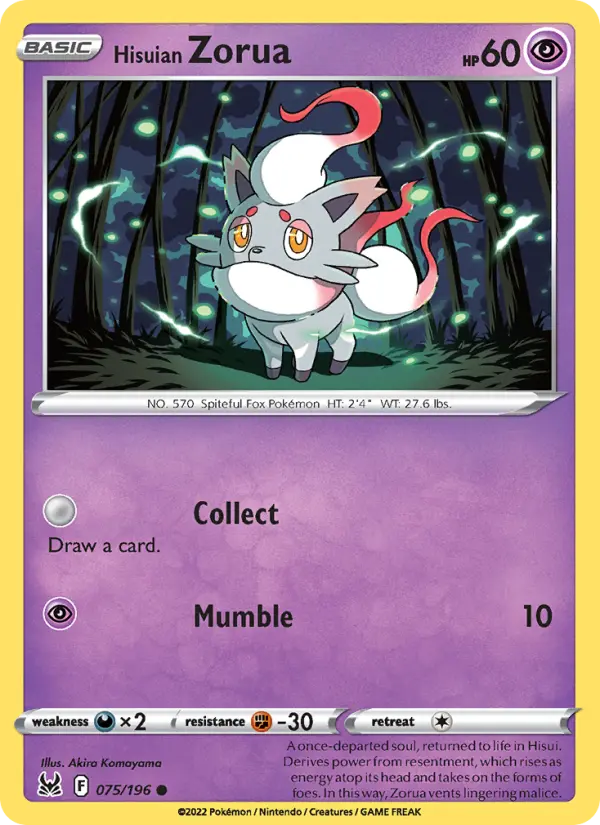 Hisuian Zorua 75 card from Lost Origin