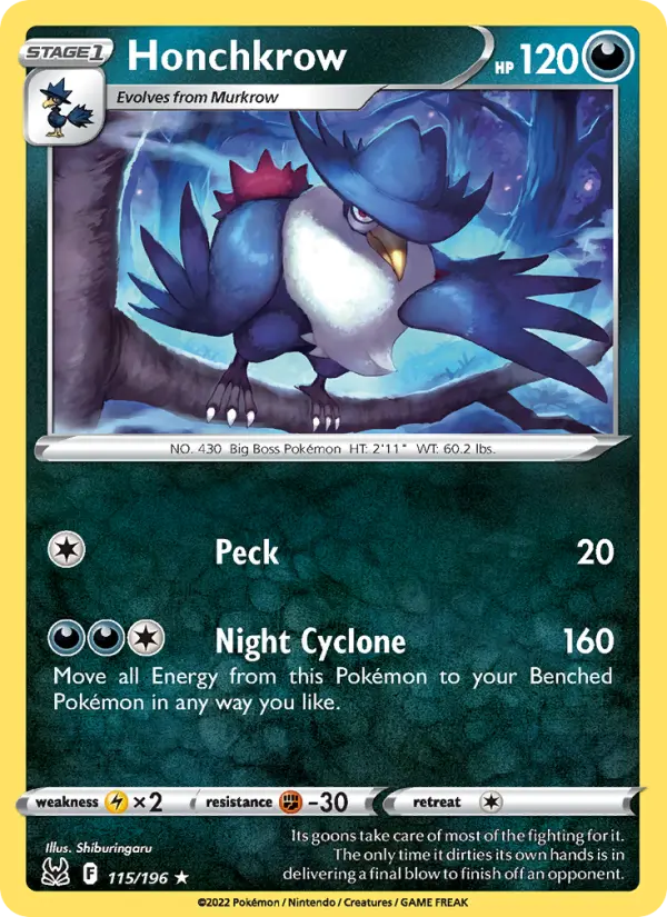 Honchkrow 115 card from Lost Origin