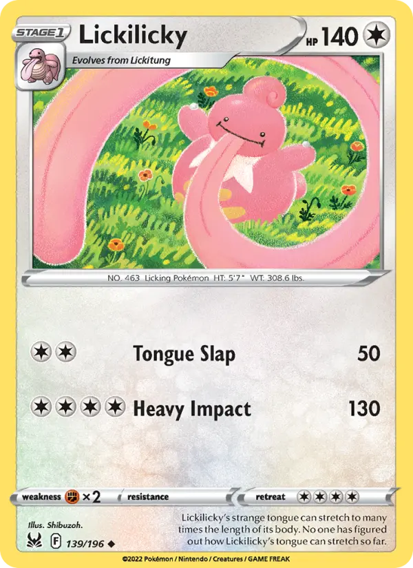Lickilicky 139 card from Lost Origin