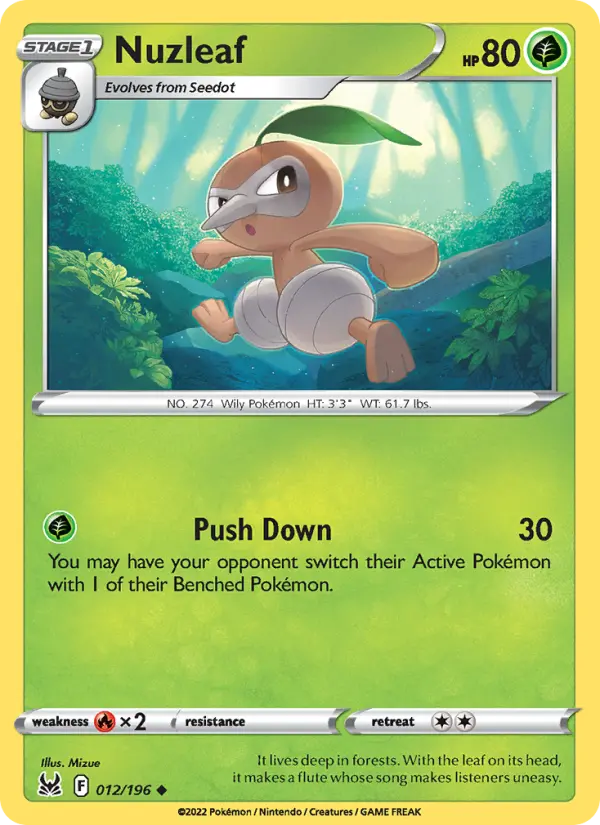 Nuzleaf 12 card from Lost Origin