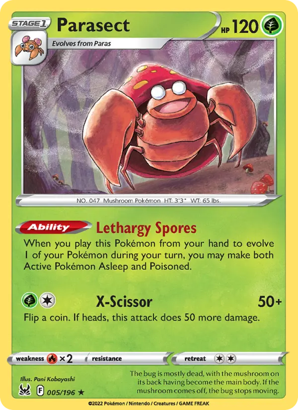 Parasect 5 card from Lost Origin