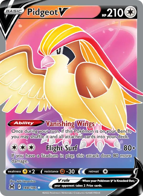 Pidgeot V 188 card from Lost Origin