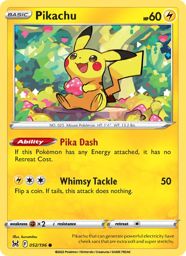 Pikachu 52 card from Lost Origin