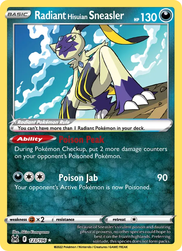 Radiant Hisuian Sneasler 123 card from Lost Origin