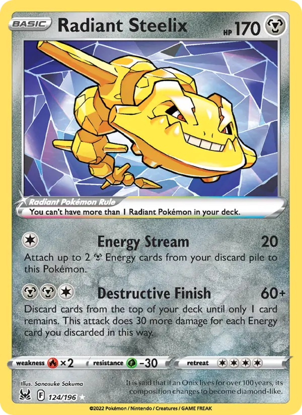 Radiant Steelix 124 — Lost Origin 124, Holofoil finish