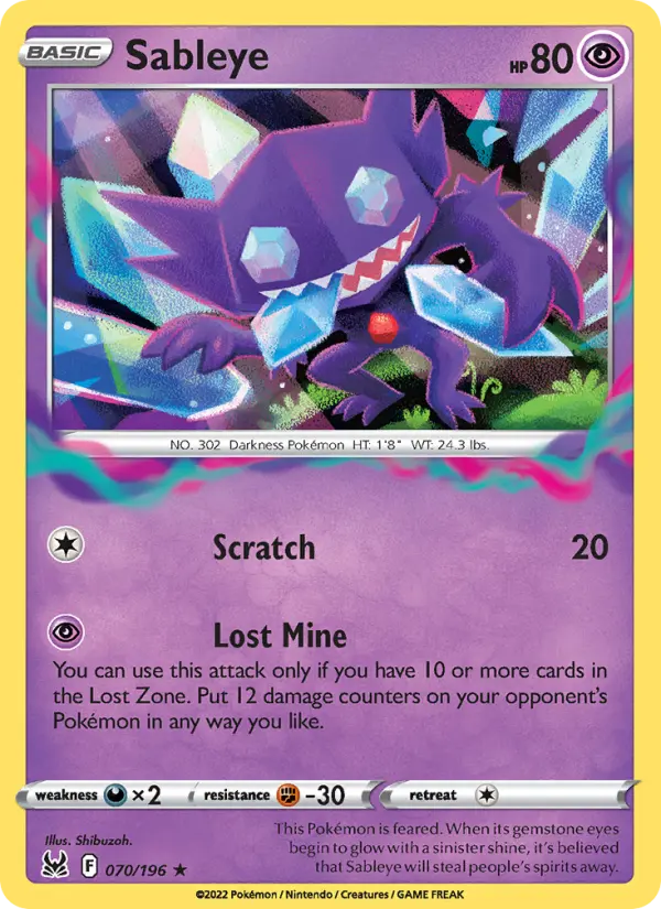 Sableye 70 card from Lost Origin