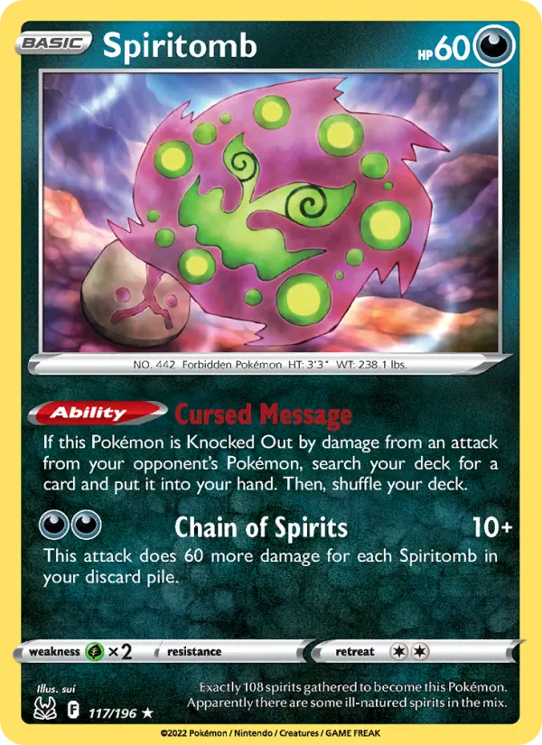 Spiritomb 117 card from Lost Origin