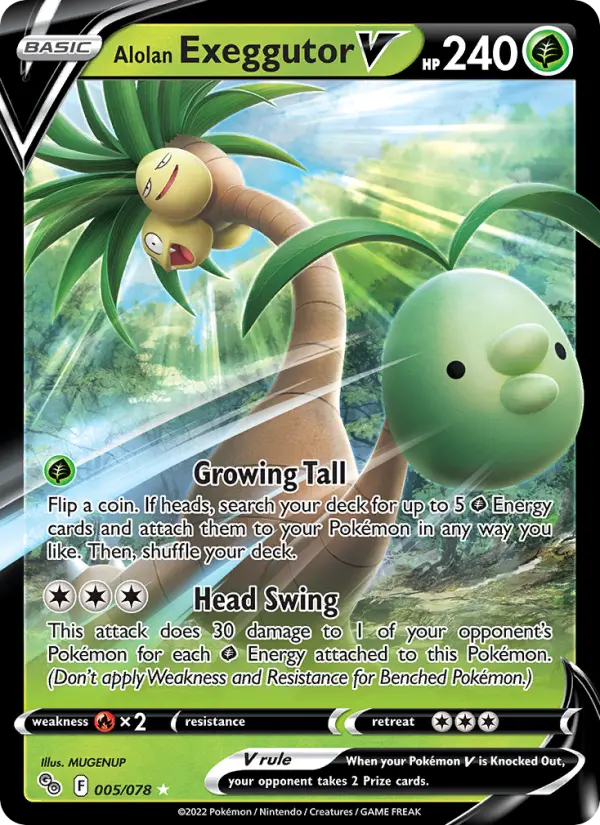Alolan Exeggutor V 5 card from Pokémon GO