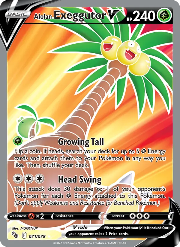 Alolan Exeggutor V 71 card from Pokémon GO