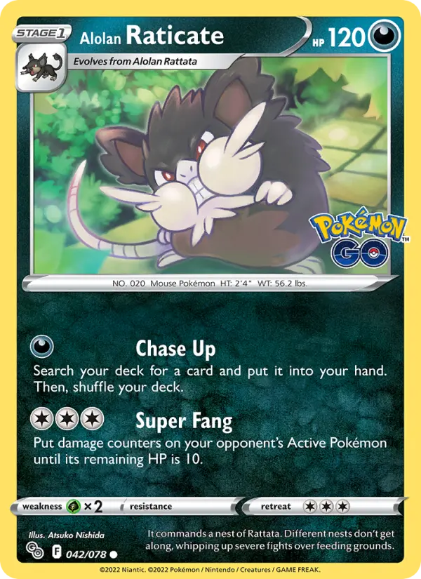 Alolan Raticate 42 card from Pokémon GO