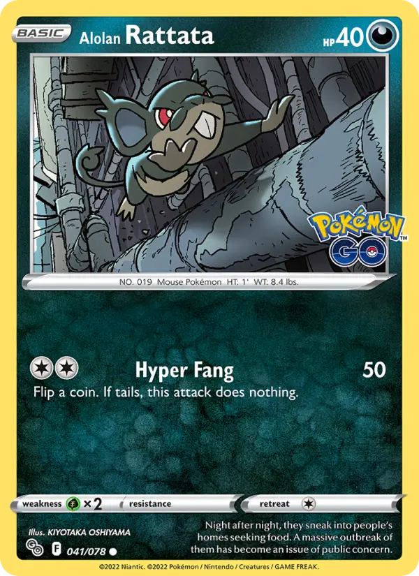 Alolan Rattata 41 card from Pokémon GO