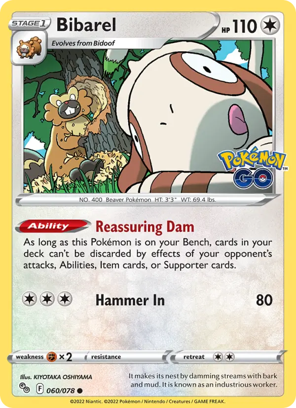 Bibarel 60 card from Pokémon GO