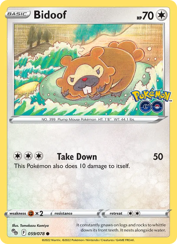 Bidoof 59 card from Pokémon GO