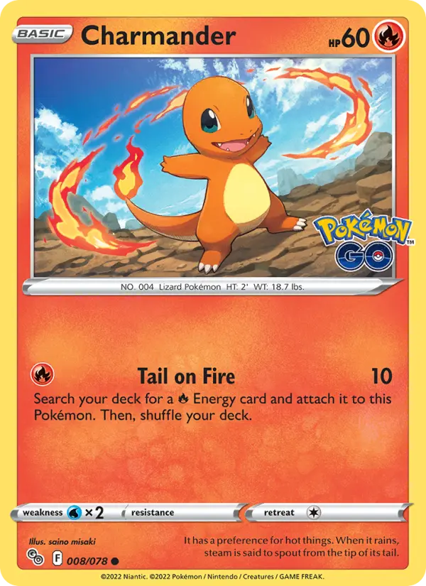 Charmander 8 card from Pokémon GO