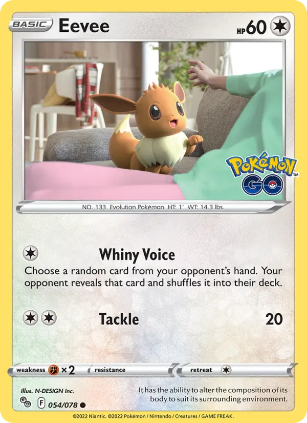 Eevee 54 card from Pokémon GO