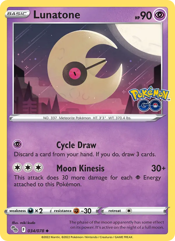 Lunatone 34 card from Pokémon GO