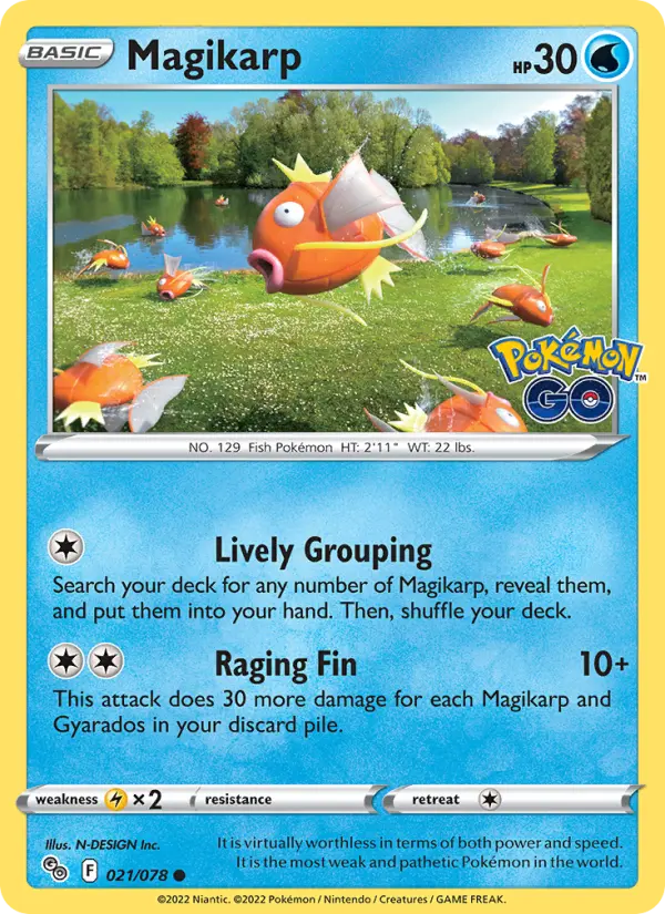 Magikarp 21 card from Pokémon GO