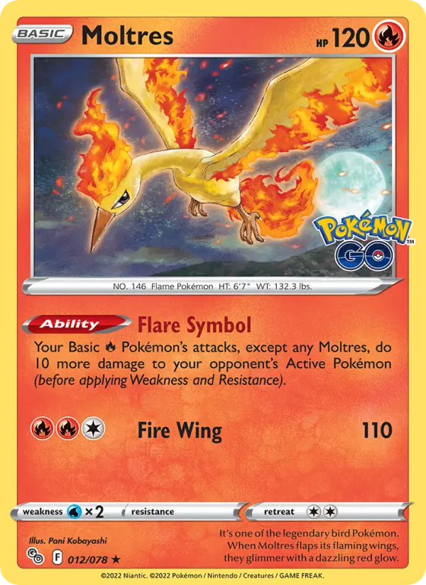 Moltres 12 — Pokémon GO 12, Holofoil finish