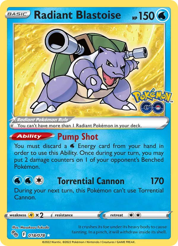 Radiant Blastoise 18 — Pokémon GO 18, Holofoil finish