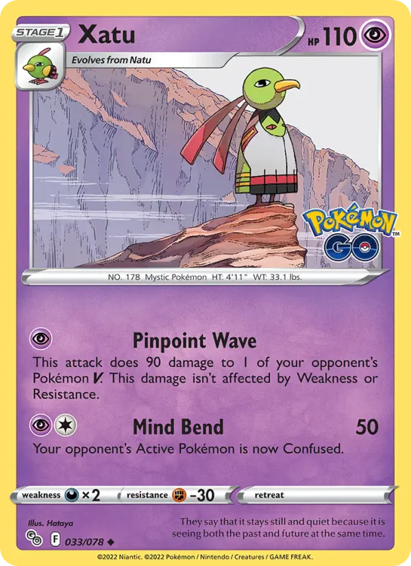 Xatu 33 card from Pokémon GO