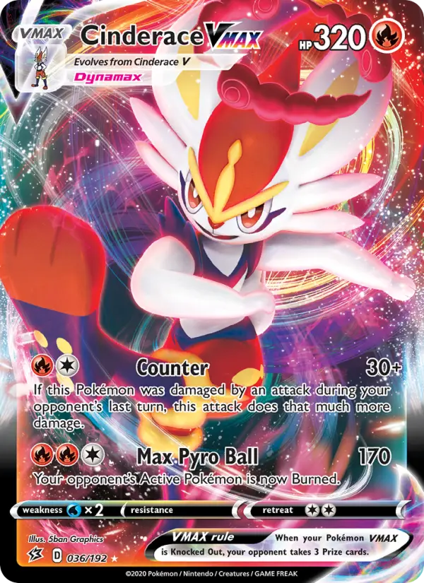 Cinderace VMAX 36 — Rebel Clash 36, Holofoil finish