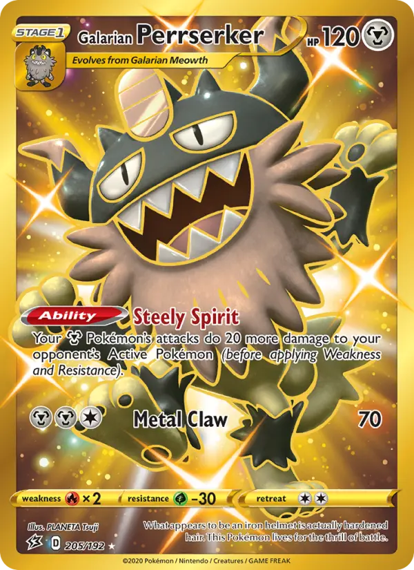 Galarian Perrserker 205 — Rebel Clash 205, Holofoil finish