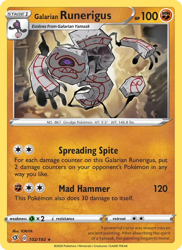 Galarian Runerigus 102 card from Rebel Clash