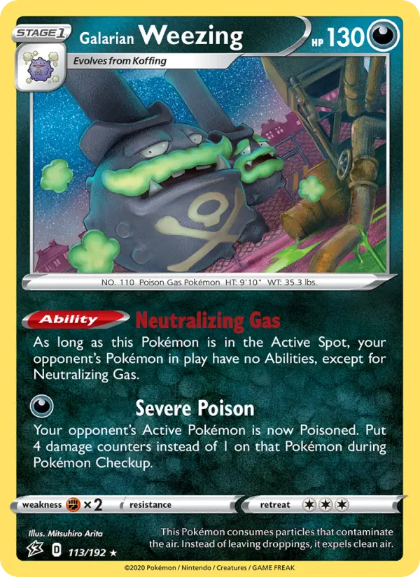 Galarian Weezing 113 card from Rebel Clash