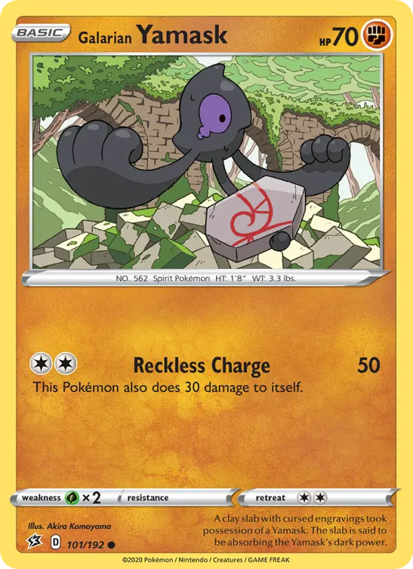 Galarian Yamask 101 card from Rebel Clash