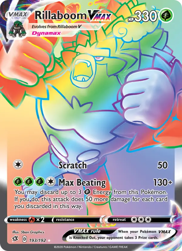Rillaboom VMAX 193 card from Rebel Clash