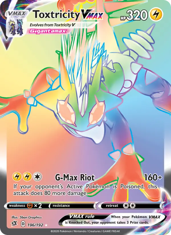 Toxtricity VMAX 196 card from Rebel Clash